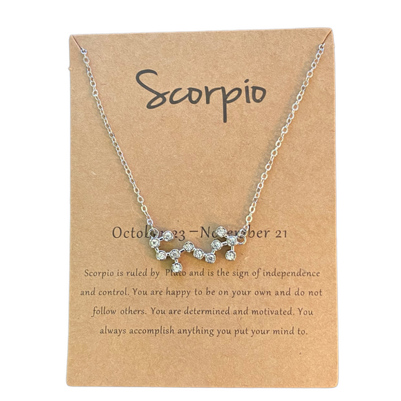 Scorpio Silver Bling Astrological Sign Necklace