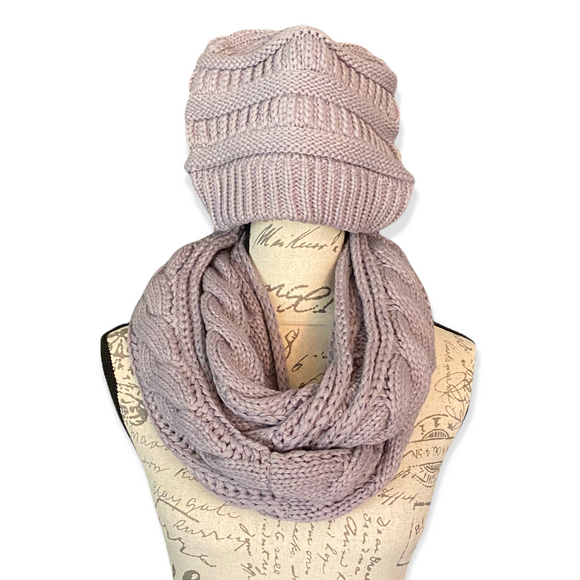 Infinity Scarf With Matching Gray Beanie