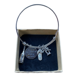 NIB Silver Toes In The Sand & Wine In The Hand Charm Bracelet