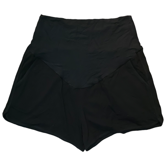 NIP Black Cotton Maternity Shorts With Pockets Size Medium