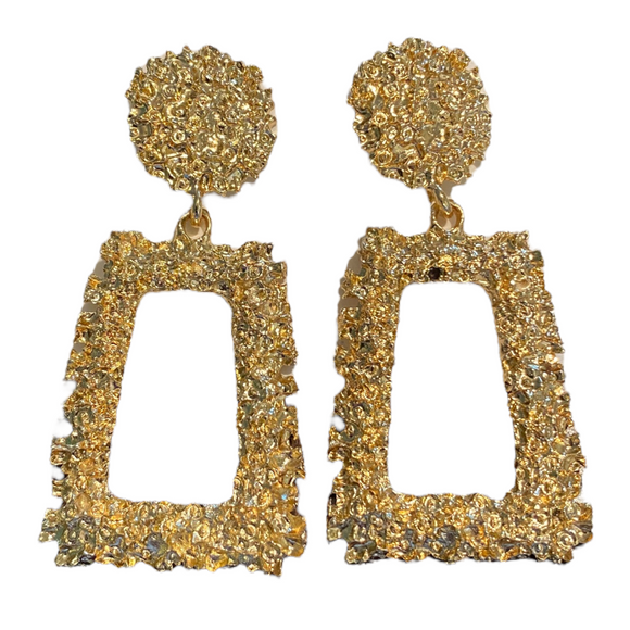 NIP Chunky Gold Oversized Dangle Earrings