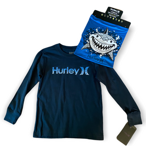Hurley Cotton Long Sleeve Shirt With Shark Neck Gaiter Sizes 4, 6 or 7