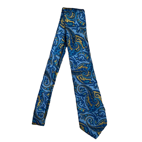 Silk Handmade Blue Paisley 60” Necktie Tie NEW