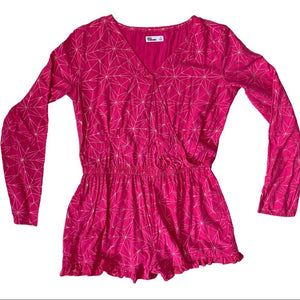 EUC Epic Threads Girls Hot Pink Long Sleeve Romper Size XL