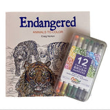 NEW Endangered Animals Adult Coloring Book & Pens