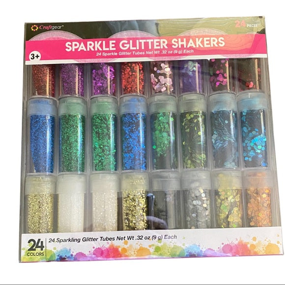 24 Sparkle Glitter Assorted Color Crafting Shakers NEW
