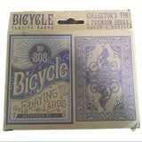 Bicycle No 808 2 Sets Playing Cards Collectors Tin Green Purple