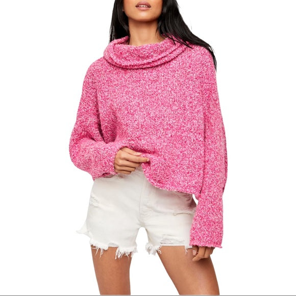 Free People Pink Cowl Neck Sweater Medium