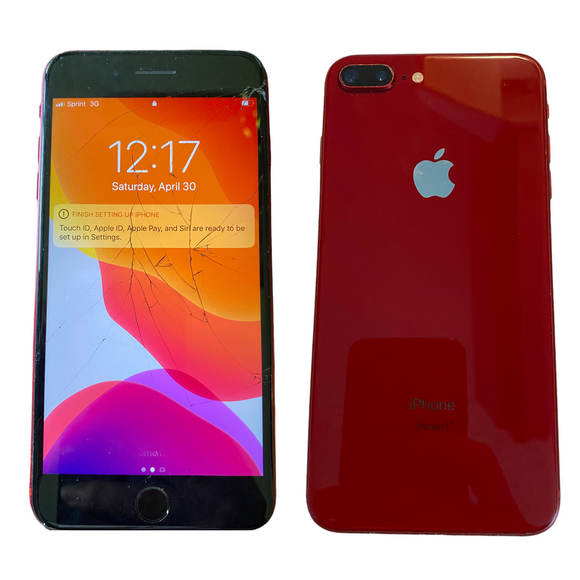 Front and back of red phone